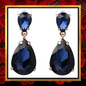 New Sapphire Blue Crystal Drop Earrings #446